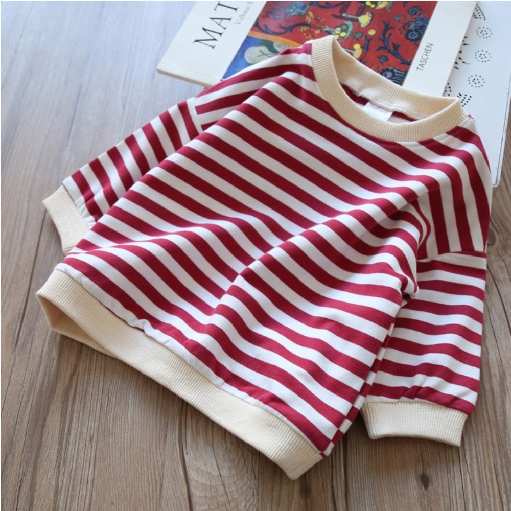 Little Girls Cotton Crewneck Striped Sweatshirts